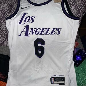 Nike White and Purple Los Angeles Jersey